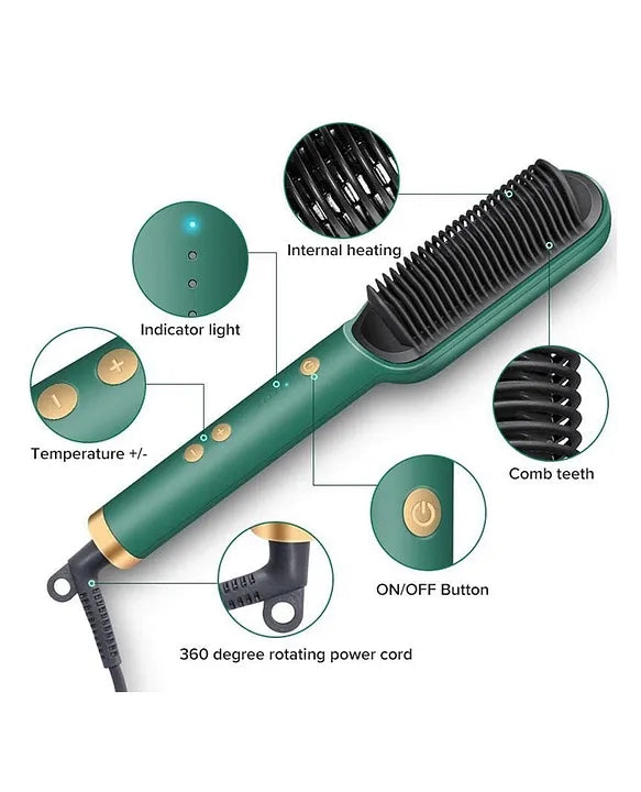 2-in-1 Hair Straightener Comb for Women & Men | Fast Hair Styling Brush